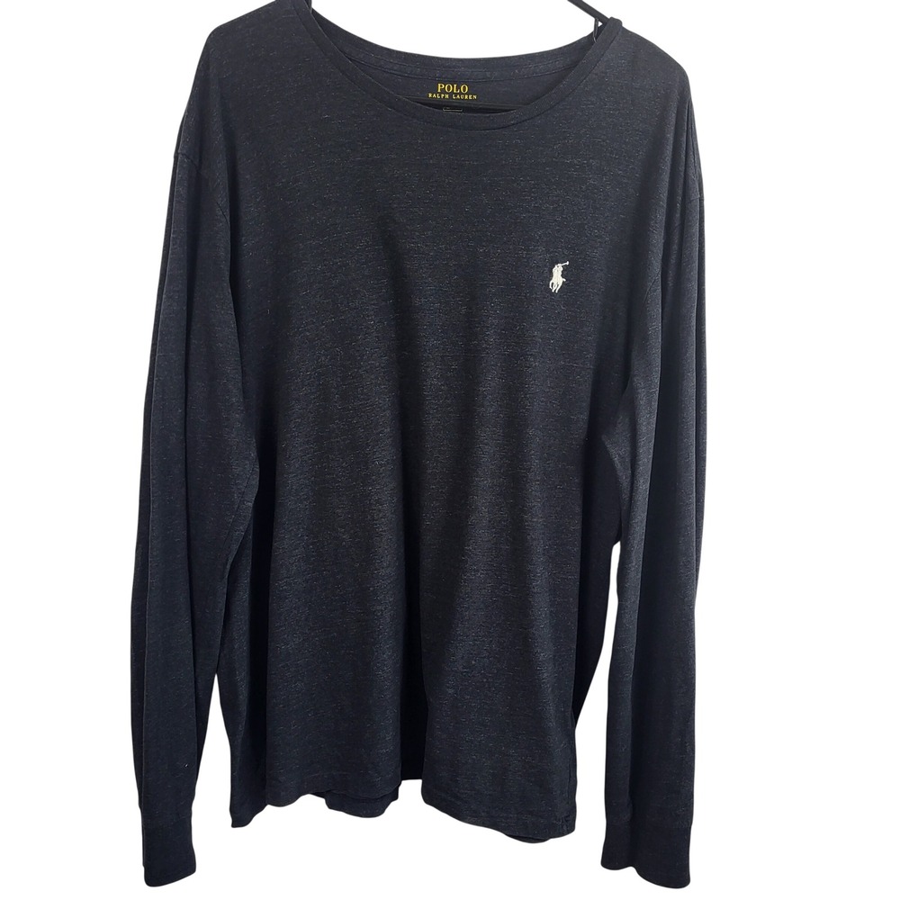 Polo Ralph Lauren T Shirt Mens XL Gray Long Sleeve Crew Neck Pony Logo Cotton‎